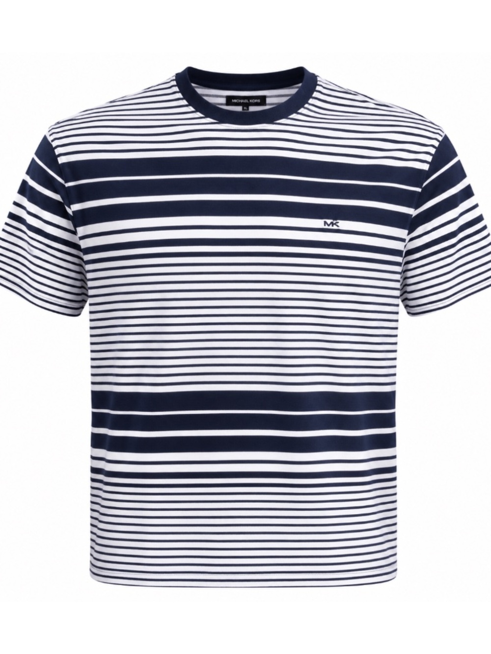 $69.50 100% Cotton Michael Kors White Blue Striped Tshirt Tee Shirt Logo Mens XL